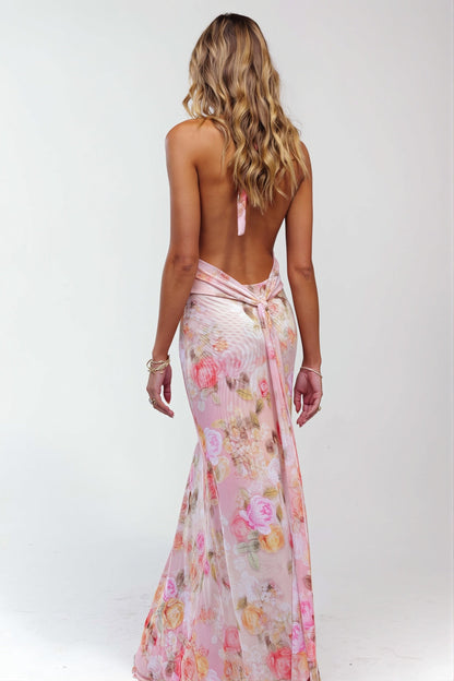 Damen Maxi Kleid mit schmalem Schnitt und fliessendem Rock