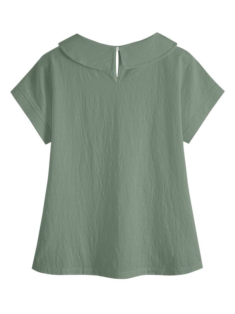 Damen Kurzarm Pullover mit Spitzenbesatz in detailreicher Ansicht