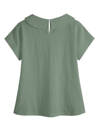 Damen Kurzarm Pullover mit Spitzenbesatz in detailreicher Ansicht