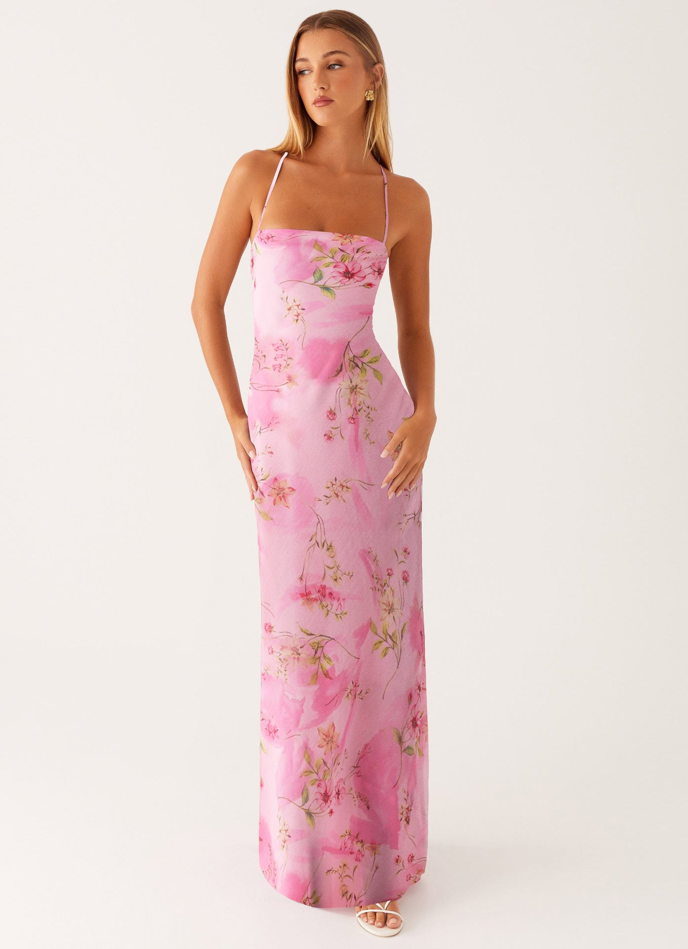 Damen Blumen Maxikleid Sommer Ärmelloses Fließendes Kleid