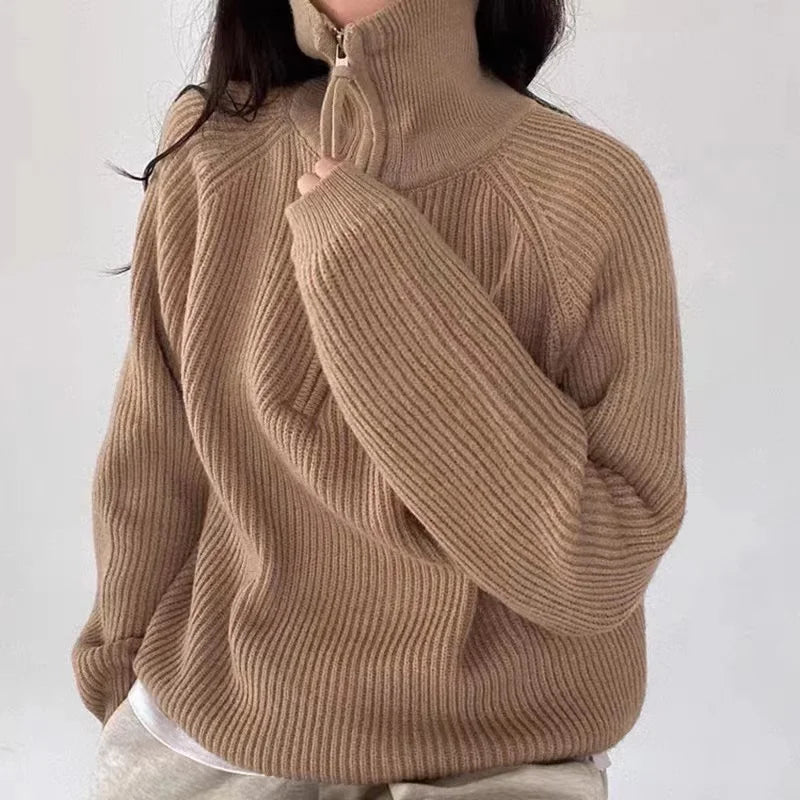 Damen-Polopullover mit langen Ärmeln und lässigem Schnitt