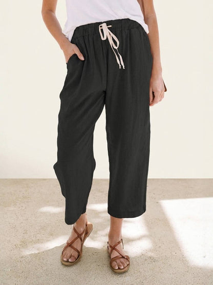 Bequeme Damenhose mit elastischem Bund und verstellbarem Kordelzug