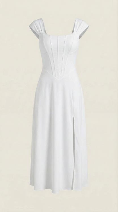 Damen Korsett Midi Kleid Hochzeitsgast Kleid