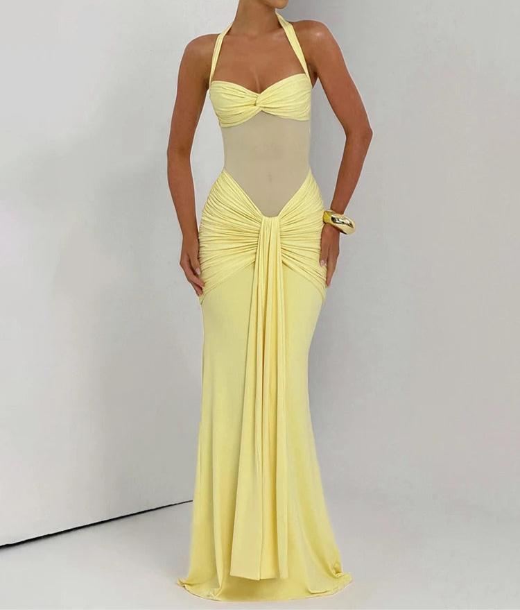 Halter Raffung Bodycon Maxikleid Sculpting Abendkleid