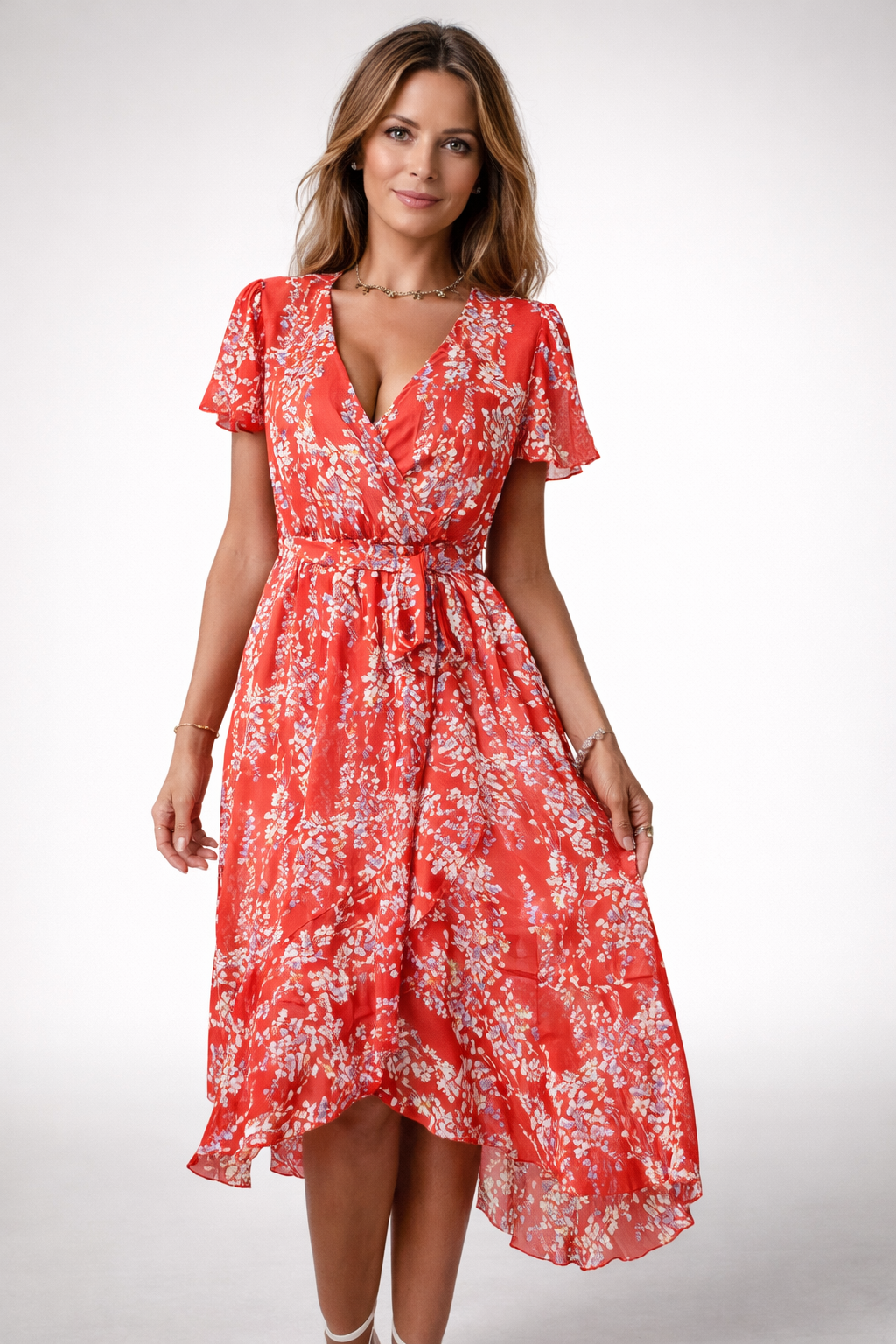 Florales Midikleid mit eleganter Silhouette