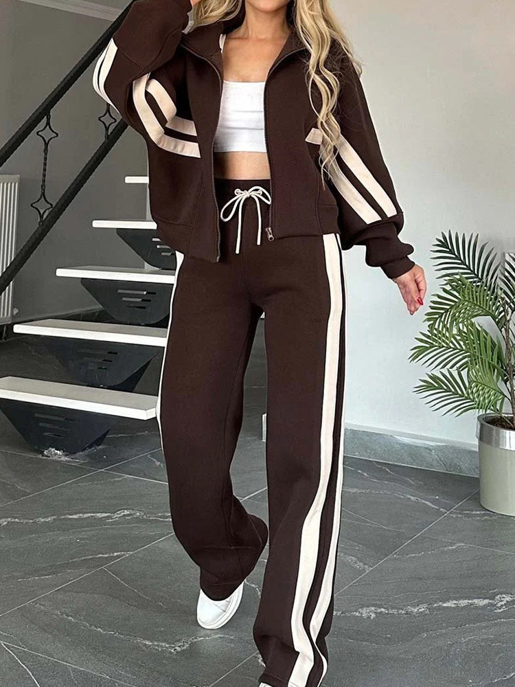 Damen-Sweatshirt mit Reissverschluss und passende Freizeithose