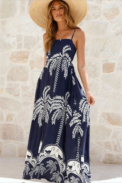 Maxi Cami-Kleid mit Blumenprint für Damen in Rückansicht