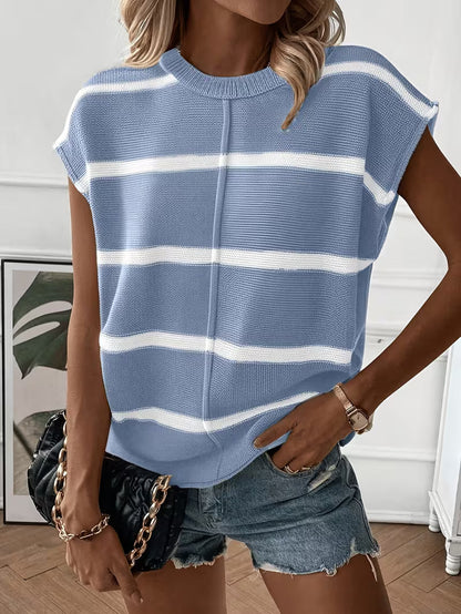 Damen Stricktop Gestreift Locker Sitzend