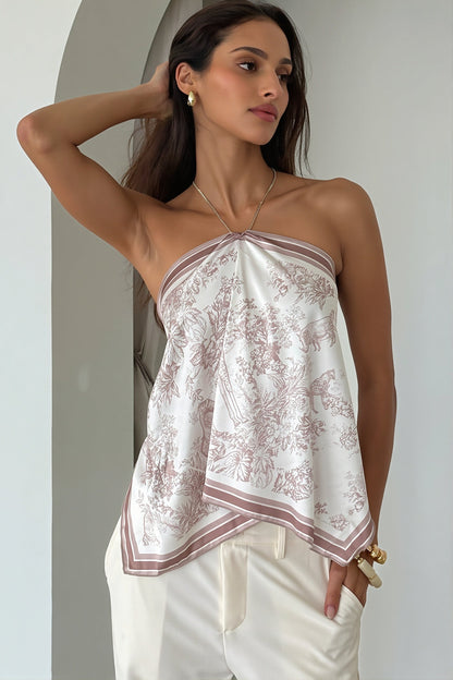 Damen Haltertop mit Print und Rueckenband vorne fotografiert