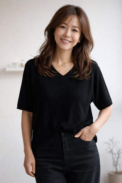 Damen-Bluse mit langen Ärmeln und Knöpfen