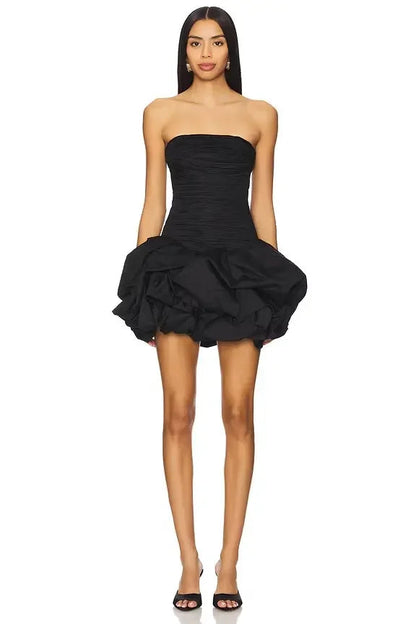 Weißes kurzes Abendkleid für Damen mit Bubble-Saum