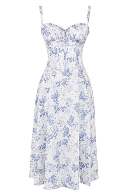 Blumiges Bustier-Midriff-Schnitt-Bodycon-Kleid
