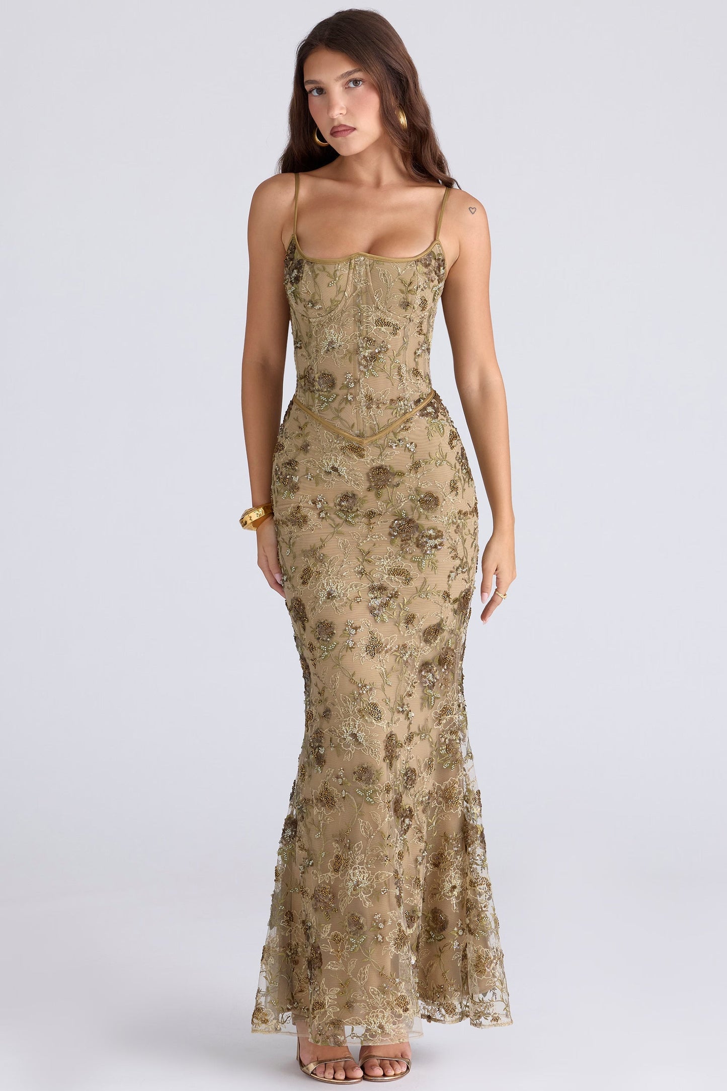 Elegantes ärmelloses Maxikleid mit V-Ausschnitt und Taillengürtel