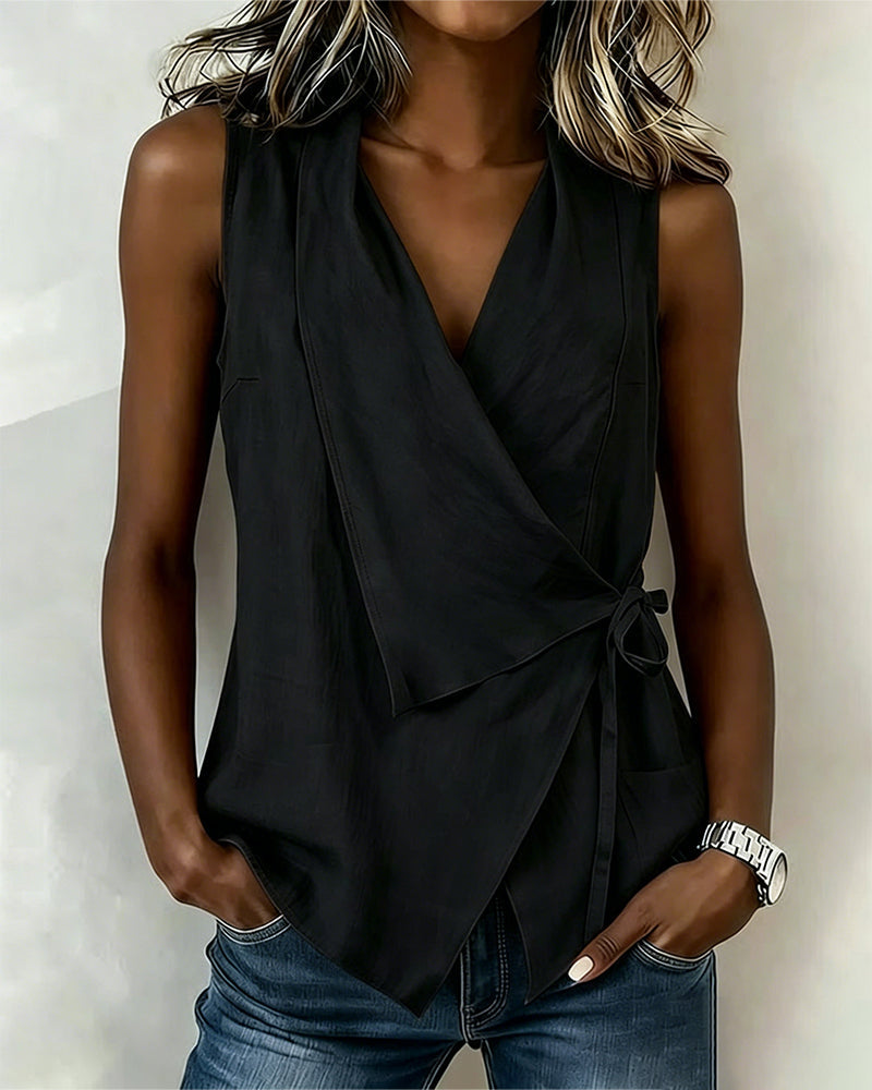 Ärmellose Wickelbluse für Damen