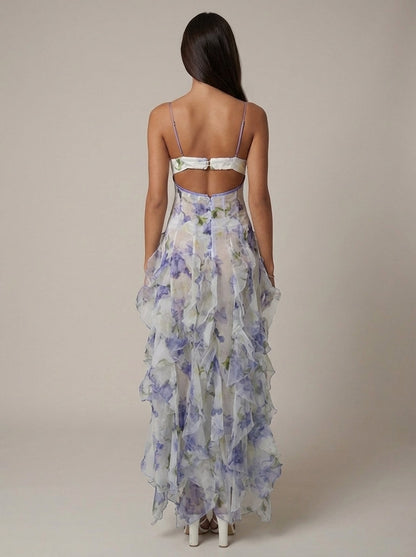 Santorini Maxikleid mit Blumenmuster