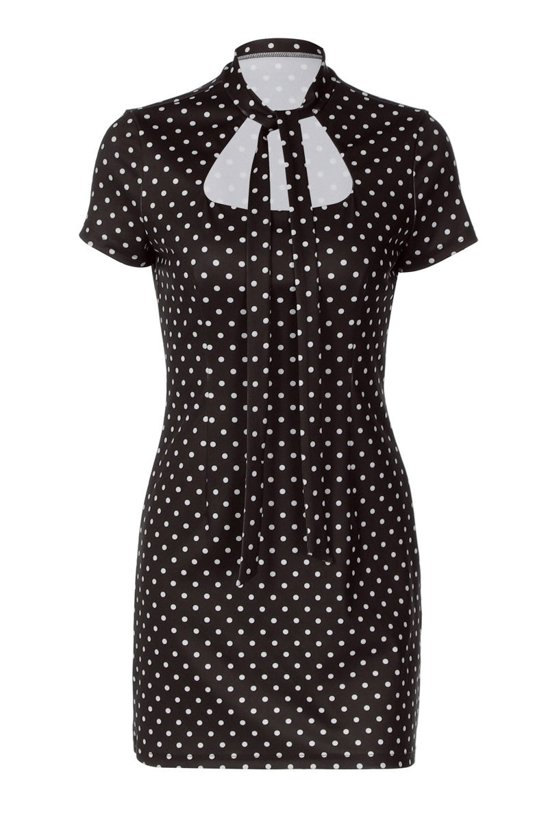 Damen Minikleid mit Bindeträgern und gepunktetem Design