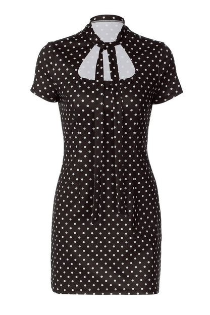 Damen Minikleid mit Bindeträgern und gepunktetem Design