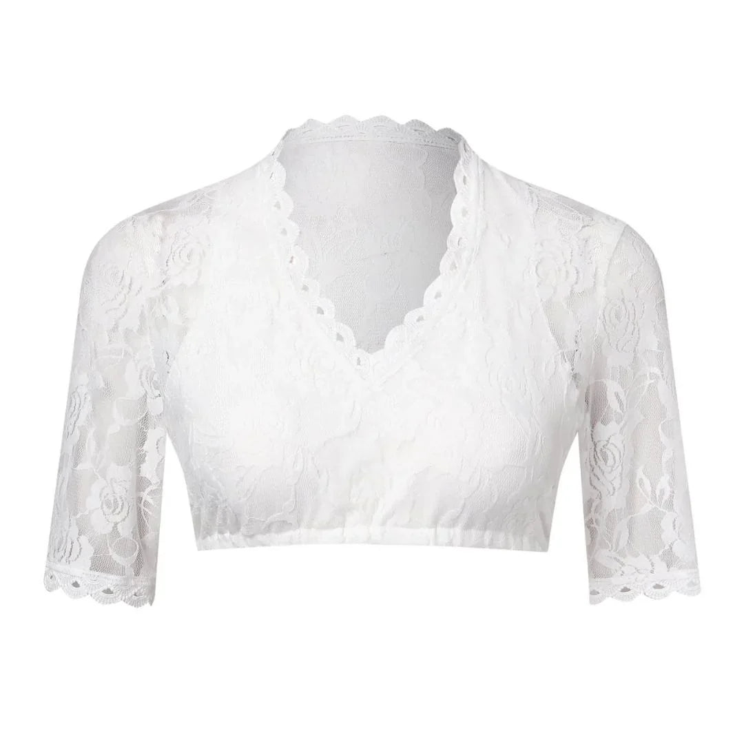 Kurze Dirndlbluse für Damen als stilvolles Crop Top
