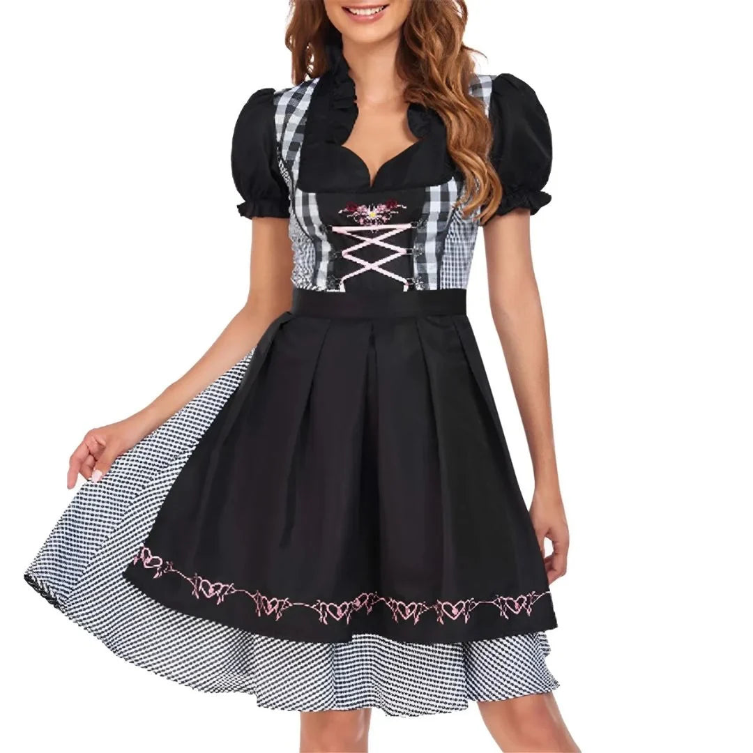 Damen Dirndl Kleid Mit Schnürmieder