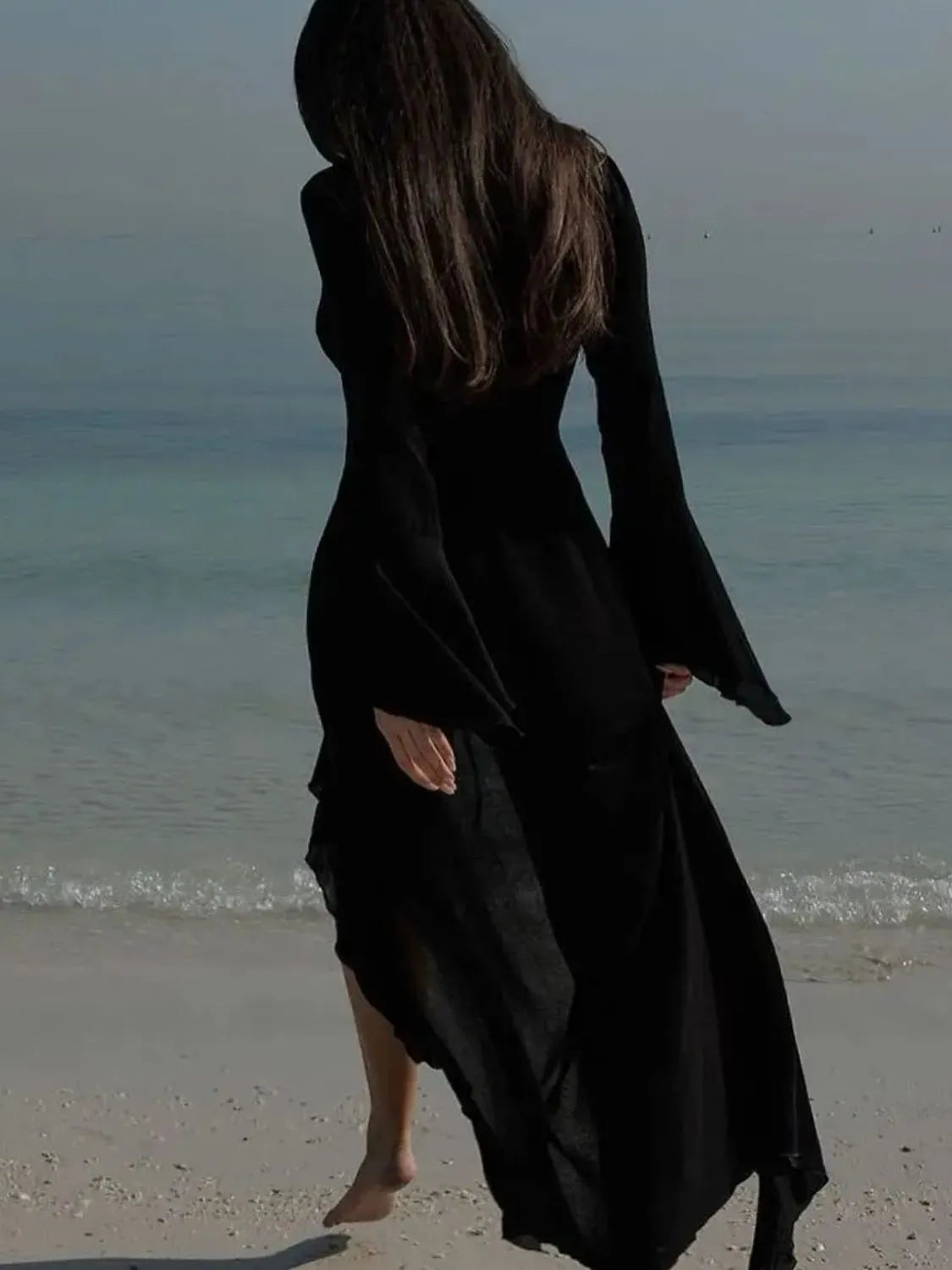 Gerafftes Langarm-Überwurfkleid für Damen
