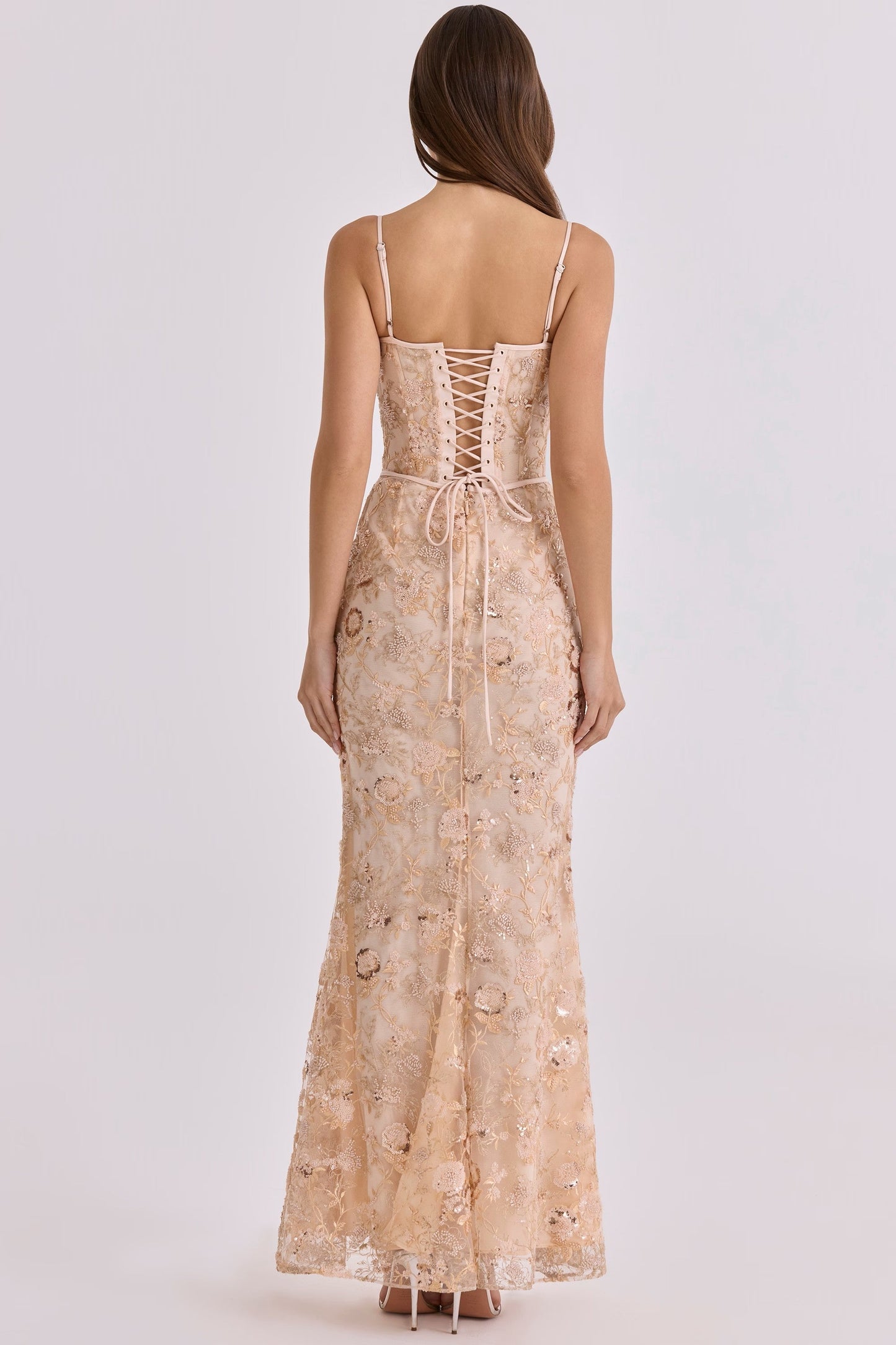 Elegantes ärmelloses Maxikleid mit V-Ausschnitt und Taillengürtel
