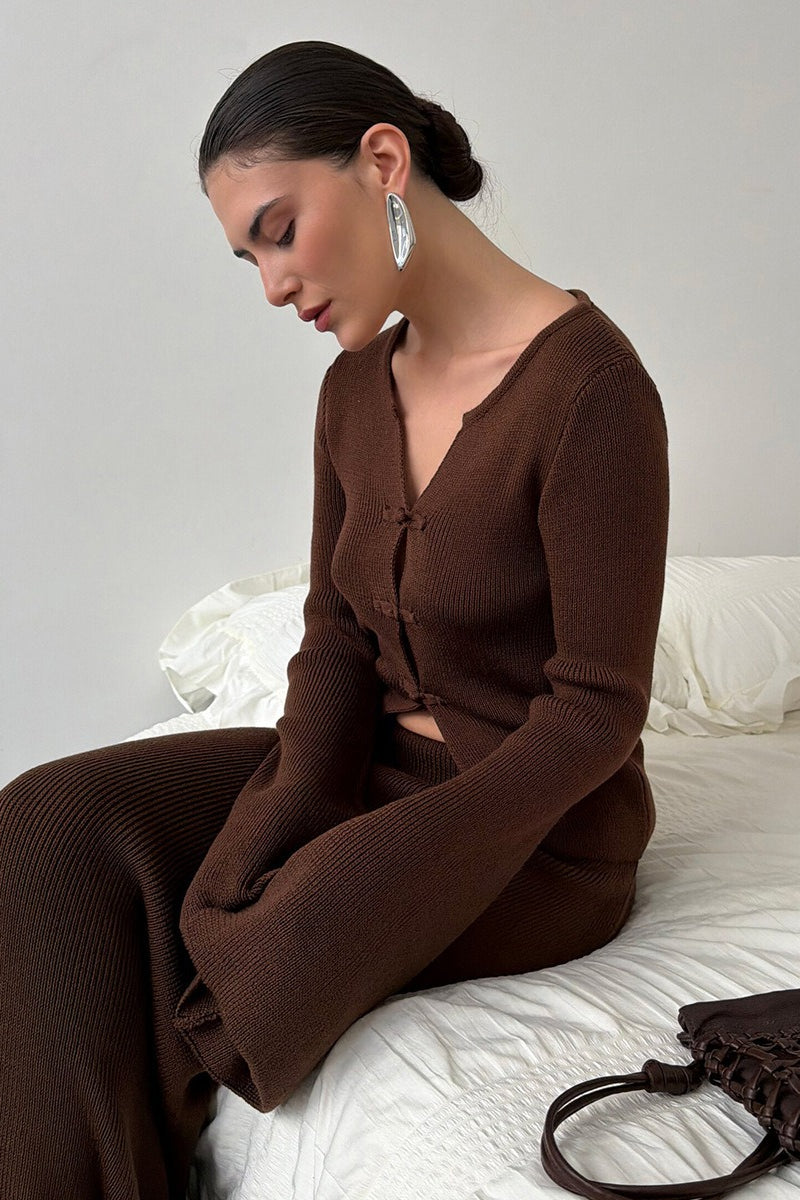 Damen Strickset Mit Glockenärmeln Und Maxirock