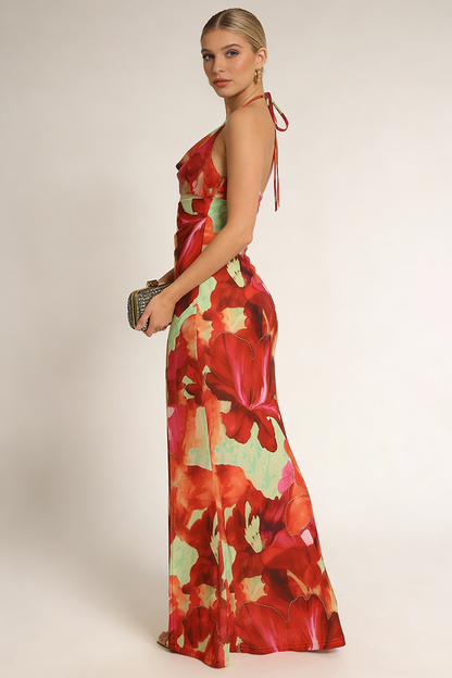 Maxikleid mit tropischem Blumenmuster