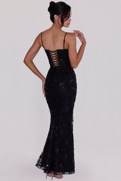 Elegantes ärmelloses Maxikleid mit V-Ausschnitt und Taillengürtel