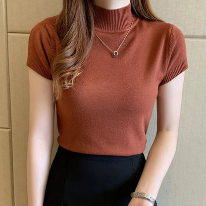 Damen T-Shirt mit Stretch, Stehkragen und lockerer Passform