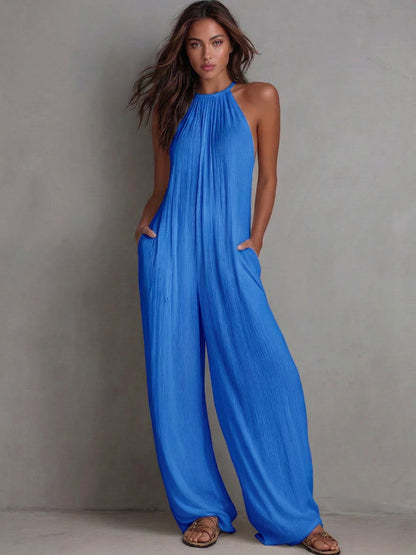 Strukturierter Leinen-Jumpsuit für Damen
