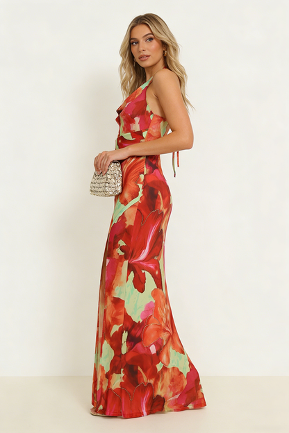 Maxikleid mit tropischem Blumenmuster