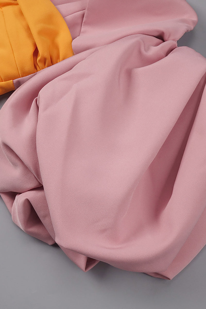 Midi-Kleid mit farbigen Puffärmeln