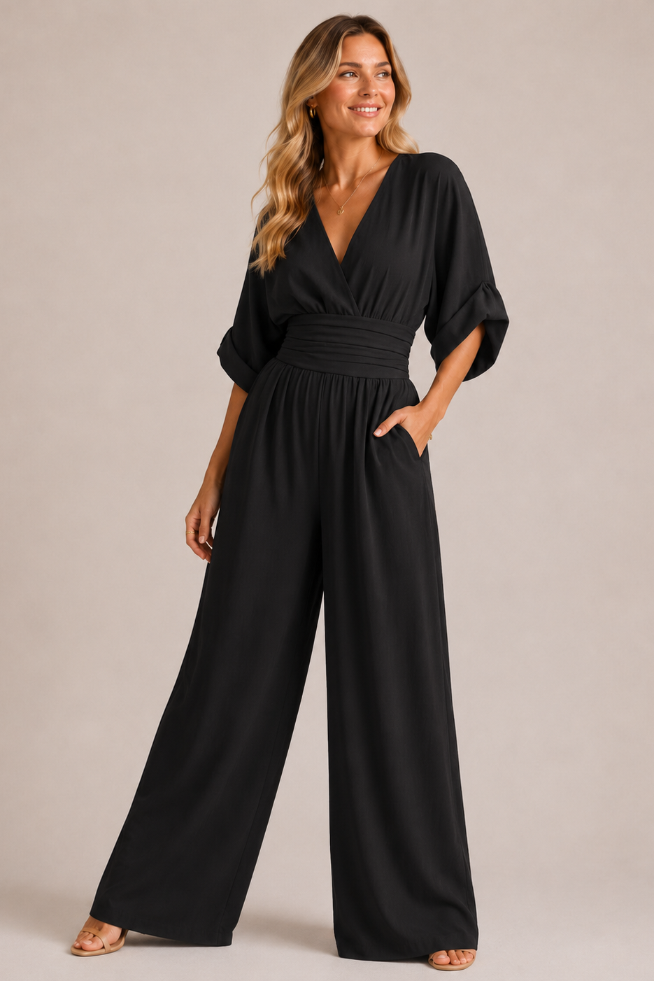 Damen Overall mit dreiviertellangen Ärmeln