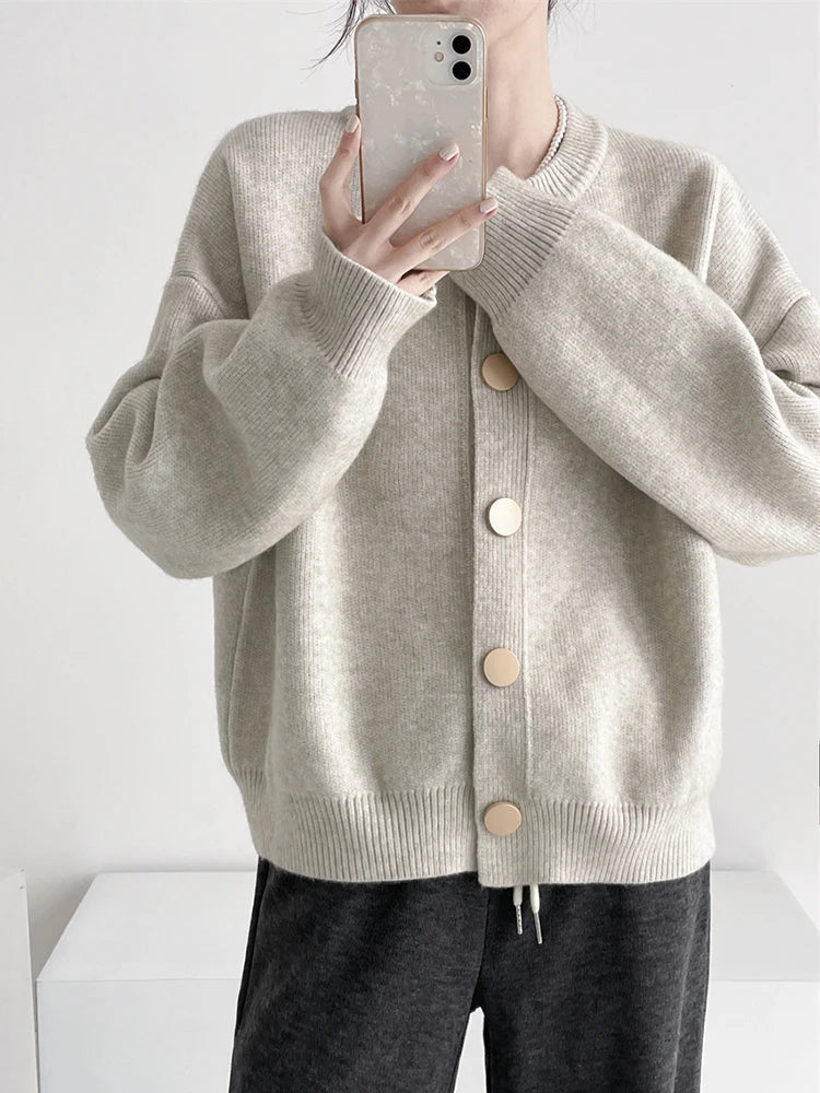 Damen Strick-Einzelknopf-Cardigan