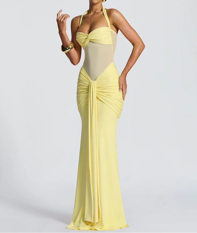 Halter Raffung Bodycon Maxikleid Sculpting Abendkleid