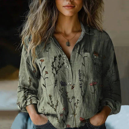 Boho Vintage gemusterte Bluse für Damen