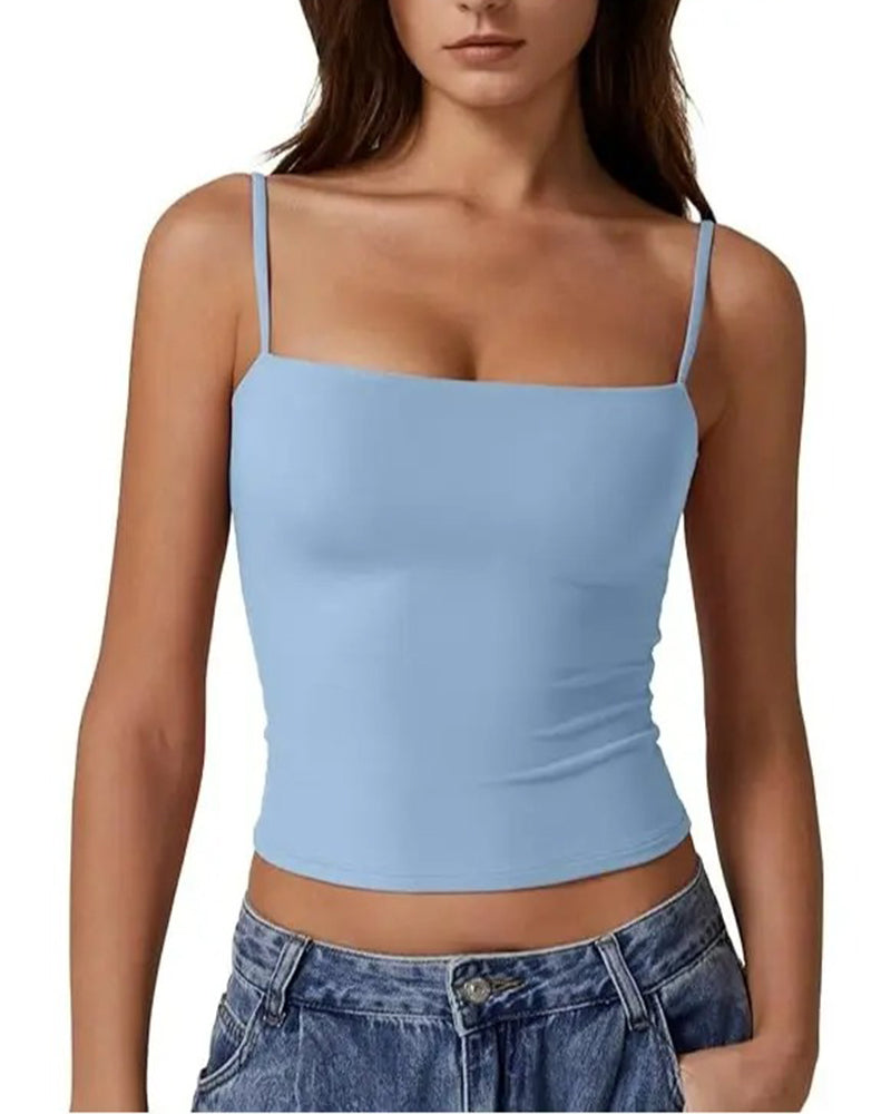 Damen Cami Top aus Baumwollmix mit Spaghettiträgern in Vorderansicht