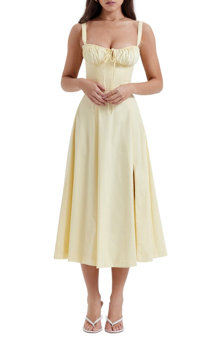 Blumiges Bustier-Midriff-Schnitt-Bodycon-Kleid