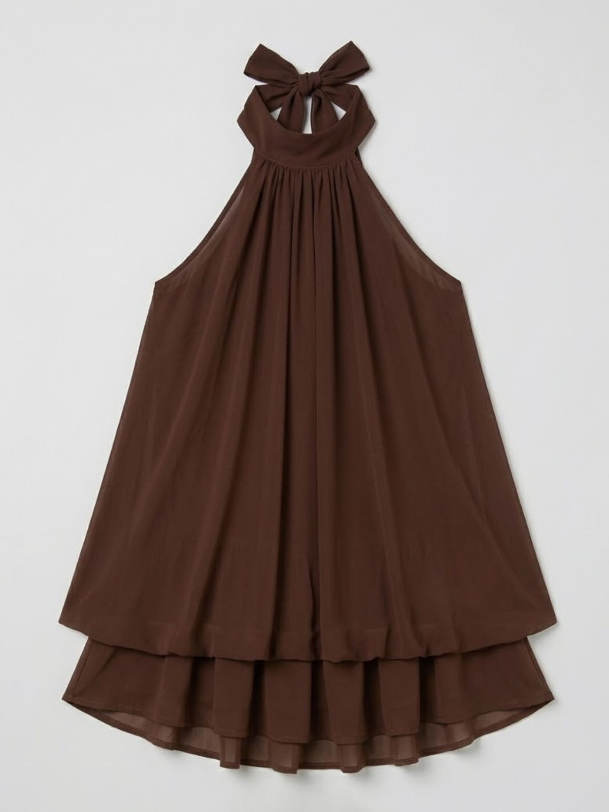 Ärmelloses Damen-Minikleid mit Neckholder und doppeltem Volant-Saum