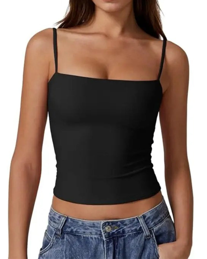 Damen Cami Top aus Baumwollmix mit rechteckigem Ausschnitt