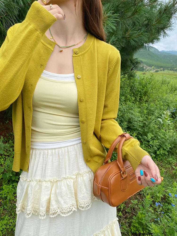 Damen Strick Grobstrick Langarm Cardigan mit lockerem Sitz