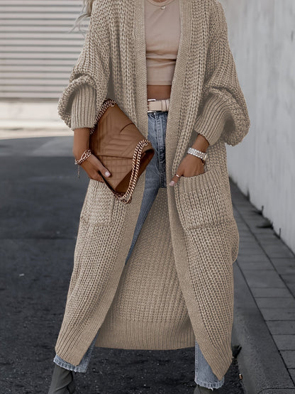 Damen Maxi-Cardigan mit langen Ärmeln in voller Länge