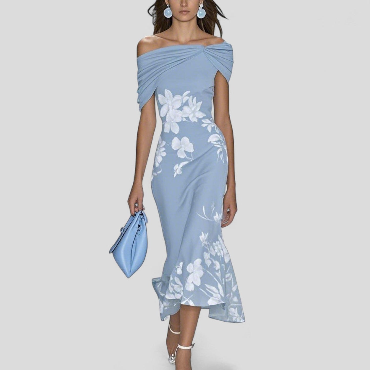 Statement-Muster Kleid mit lockerem Sitz in Midi-Länge