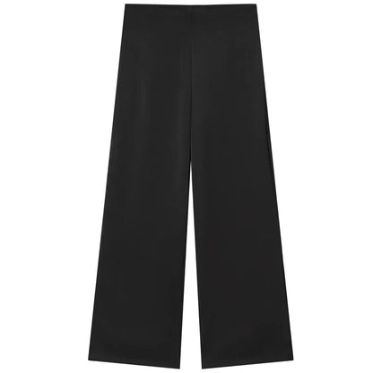 Damen Satin Trägerloses Tube Top Zweiteiliges Set Hochtaillierte Hose