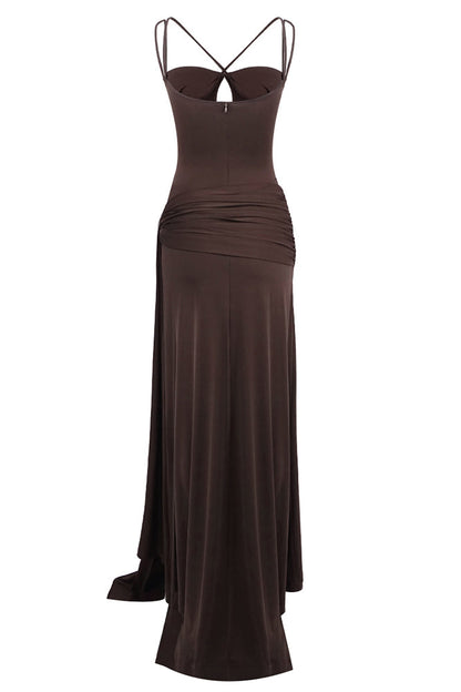 Maxikleid mit Trägern, drapiertem Design und verstellbarem Taillendetail