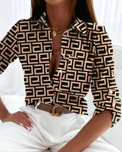 Elegante künstlerisch bedruckte Bluse für Damen