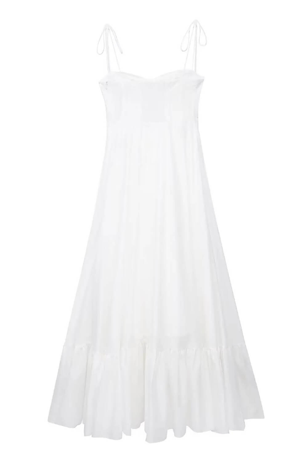 Lang fließendes Kleid aus Polyester in Weiß