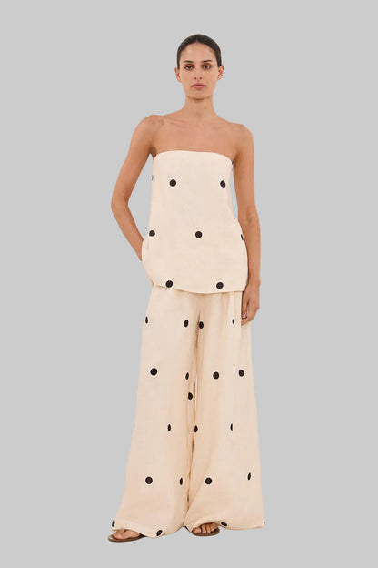 Damen Sommer Set Mit Punktmuster Und Weiter Hose