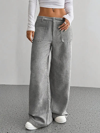 Damen Wide Leg Hose Mit Hohem Bund