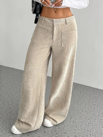 Damen Wide-Leg-Hose mit hohem Bund in weiter Passform, Vorderansicht